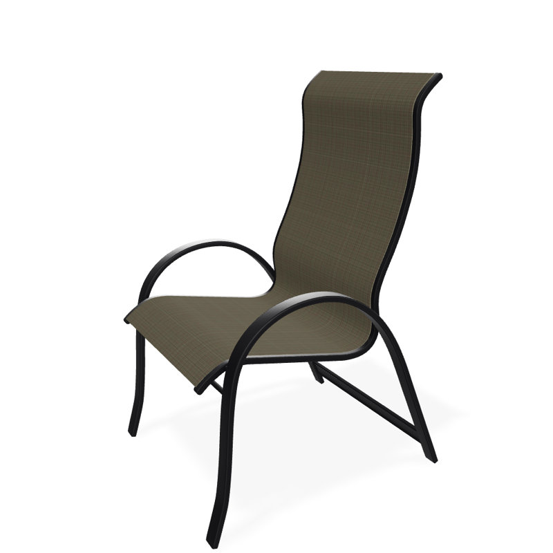 Chaise de patio empilable Hirotaka Supreme, Tweed Sunbrella® brun, Noir texturé