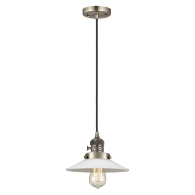 Franklin Restoration - Halophane - 1 Light 9" Cord Hung Mini Pendant - On-Off Turn Switch - Bulb Not Included