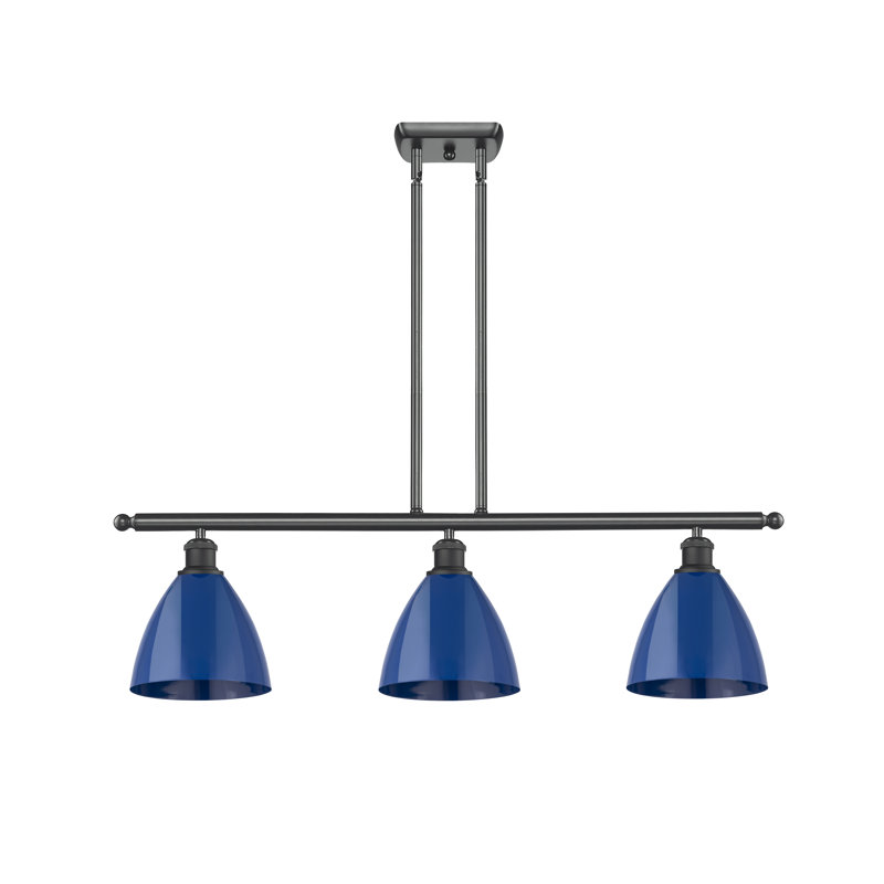Amylee 3 - Light Kitchen Island Pendant, Blue, Matte Black