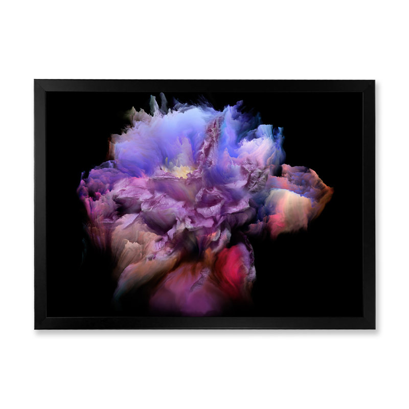 «Mauve foncé fleur fractale», reproduction de cadre photo sur toile, Cadre photo noir, H 8 po x l 12 po x P 1 po