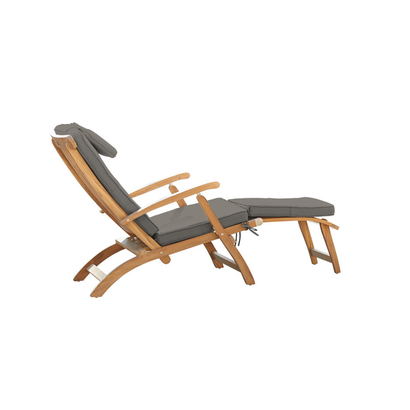 Steamer Reclining Chaise Lounge with Sunbrella Canvas Cushion, Charcoal Grey Sunbrella®