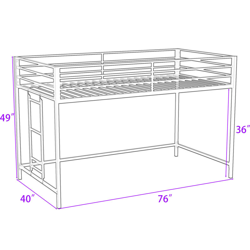 Lit mezzanine simple en métal avec échelle