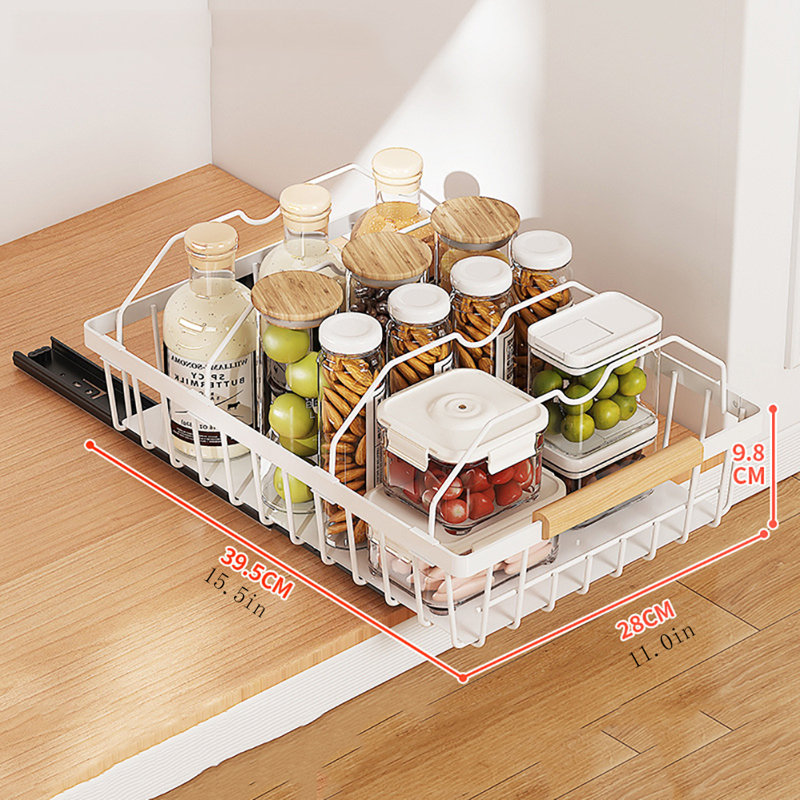 Pull Out Cabinet Organizer Slide-Out Drawers Organizers Under Sink for Kitchen and Pantry Storage, Natural