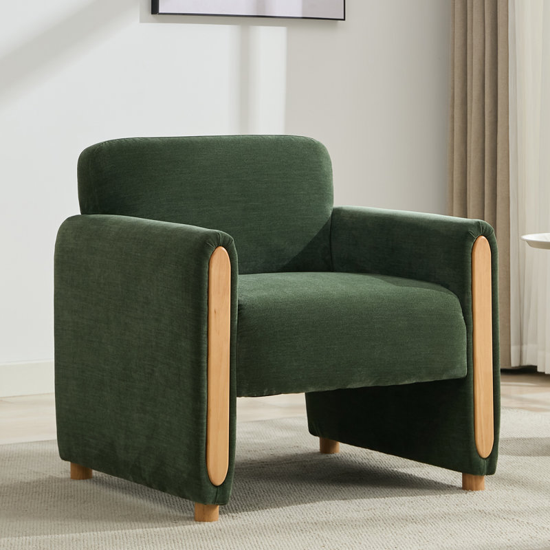 30.7'' Wide Modern Minimalist Upholstered Accent Armchair, Green Chenille