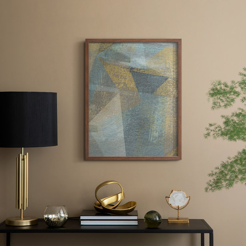 Geometric Facets I Framed Print - Solid Wood, Walnut, 30" H x 24" W