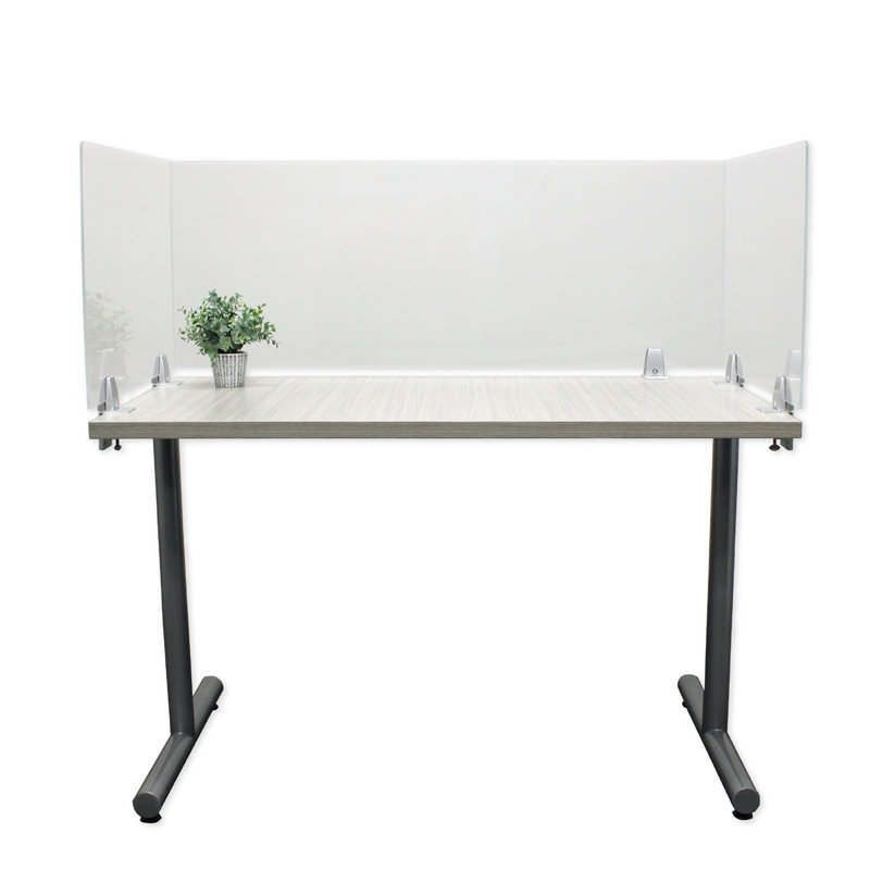 Paravent en acrylique fixé au bureau, H 18 po x l 30 po x p 0,63 po, Claires, En aluminium