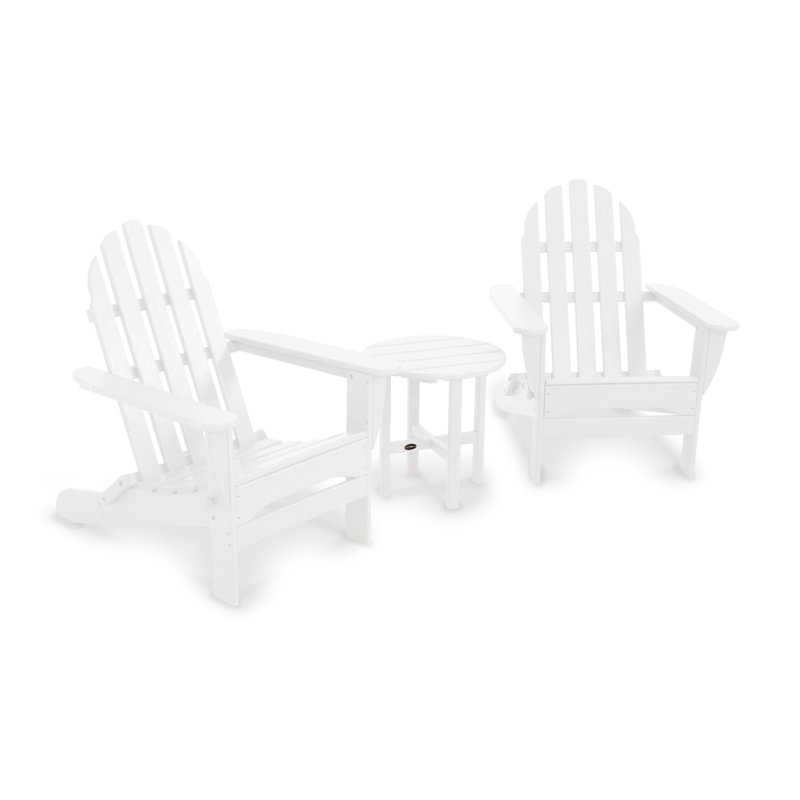 POLYWOOD Classic Adirondack 3-Piece Adirondack Set, White