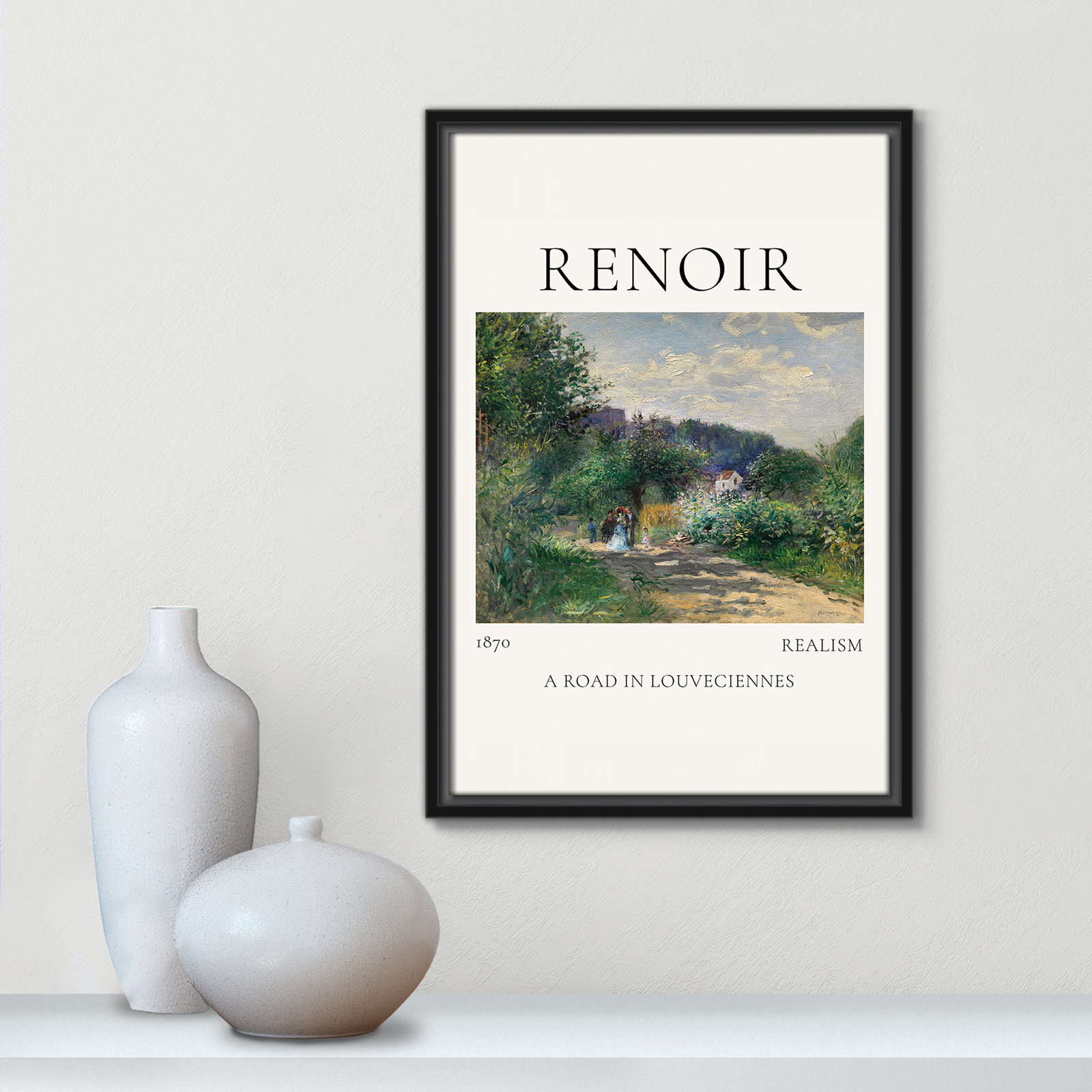 Rocchetto "A Road in Louveciennes" Print, Black Floater Frame, No, 19.5" H x 13.5" W x 2" D