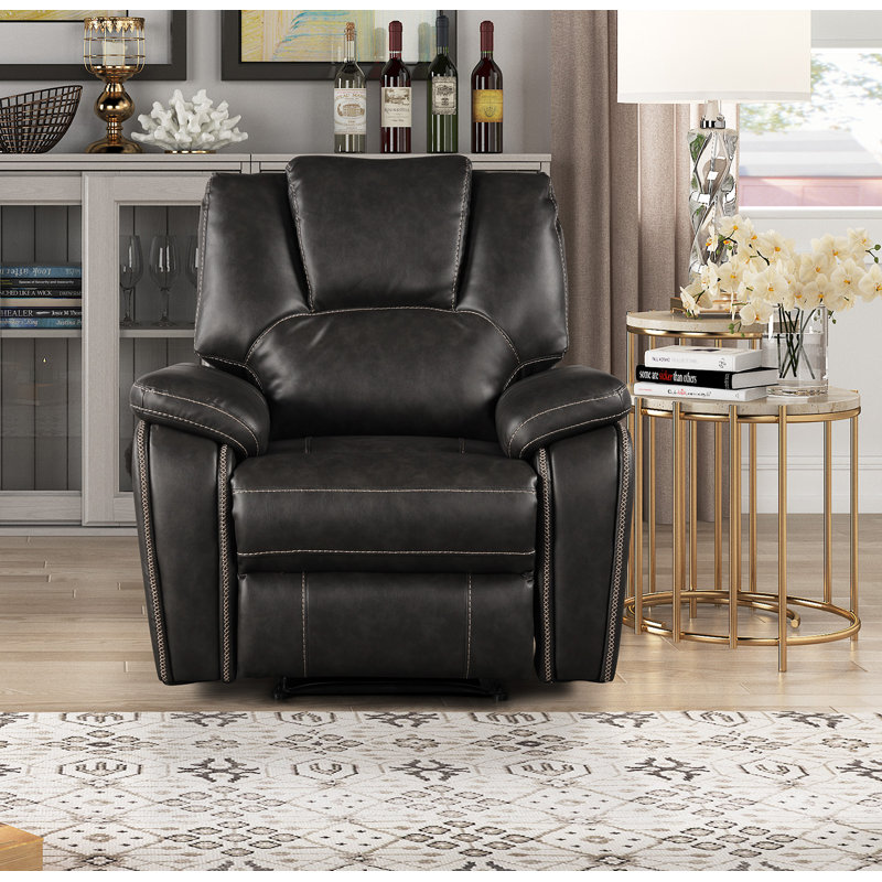 Gray Breathable Air Leather Manual Reclining Chair