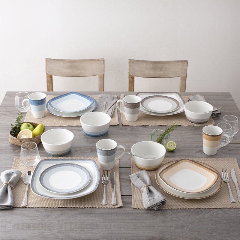 Noritake Colorscapes Layers Square 12-Piece Dinnerware Set, Service for 4, Desert