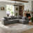 Modular Sectional for Living Room, Full-Foam Build, Textured Light Upholstery, Compact Compressed Package, Simple Assembly, Overall 111"x74"x24"-197774909