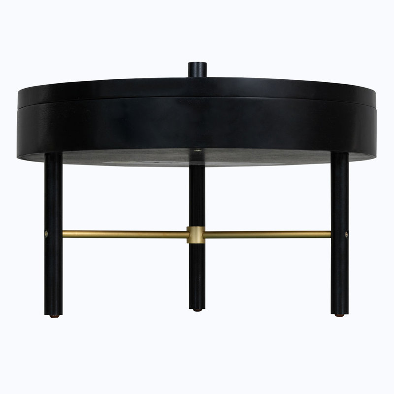 Rotating Tray Coffee Table with Storage, Black
