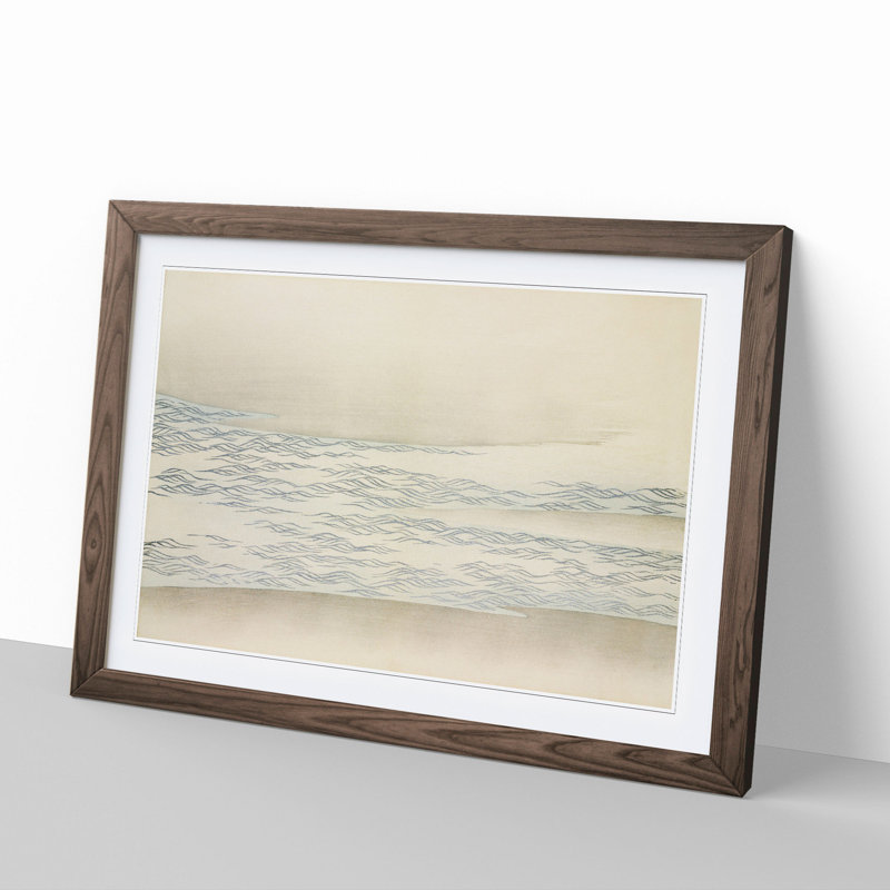 The Ocean Waves by Kamisaka Sekka - Picture Frame Painting, Walnut Framed, 48cm H x 65cm W x 2cm D