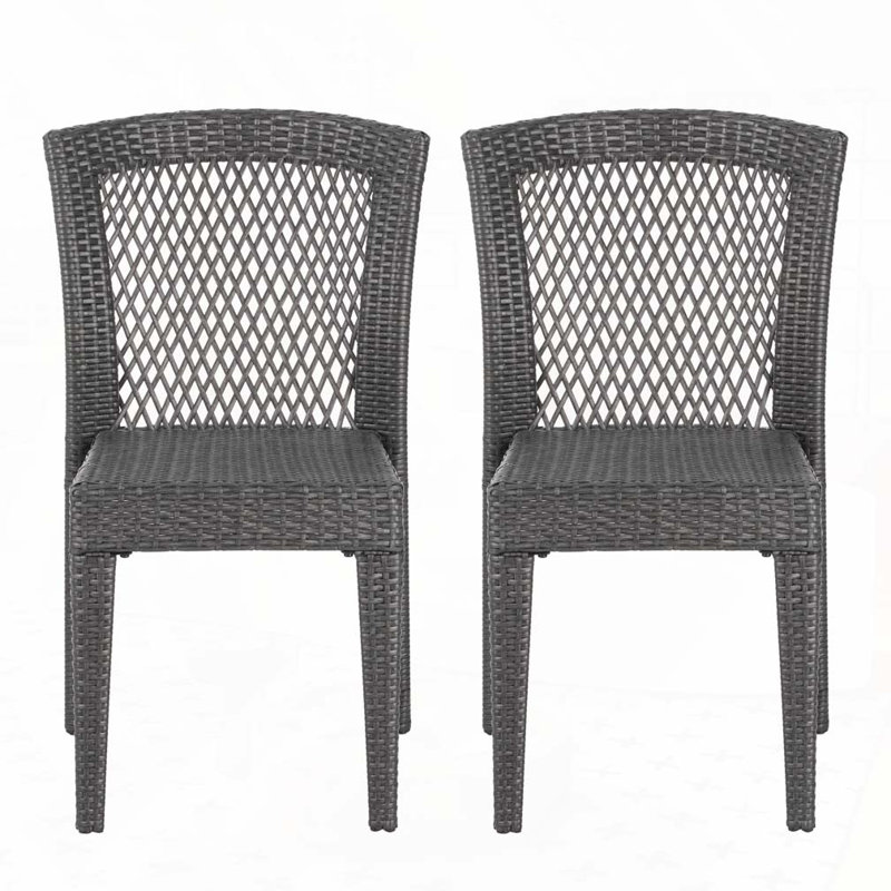 Outdoor Rattan Patio Side Chair, Gray