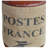 Round Canvas and Leather Pouf POSTE