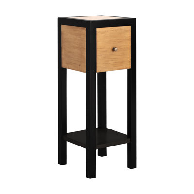 Trishell Stainless Steel Top End Table with Storage