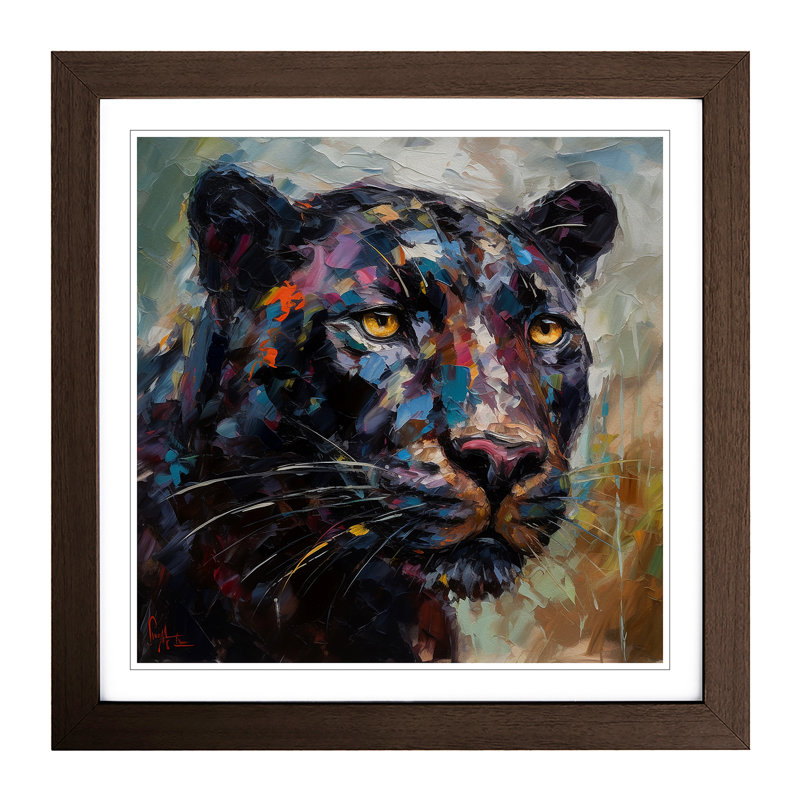 Panther Palette Knife Painting - Framed Print, Walnut