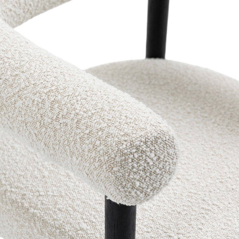 18.9'' H Boucle Fabric Upholstered Armchair, Black, Cream Boucle Fabric