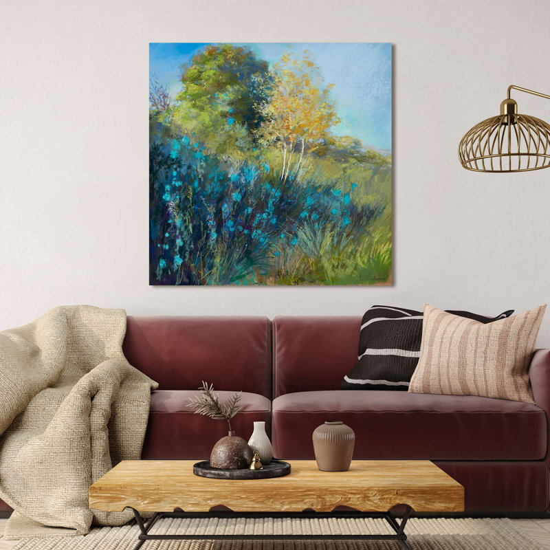 Landscape Painting: Turning Of The Leaves by Nel Whatmore - Wrapped Canvas Print, 40cm H x 40cm W