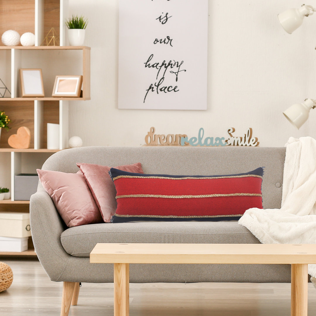 Nautical Striped Braided Cotton Blend Decorative Throw Pillow Laurel Foundry Modern Farmhouse®