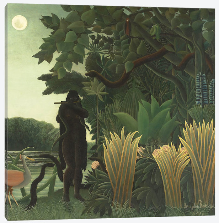 Le charme de serpent-la charmeuse de serpents, 1907, reproduction d’art sur toile tendue, H 18 po x l 18 po x P 1,5 po