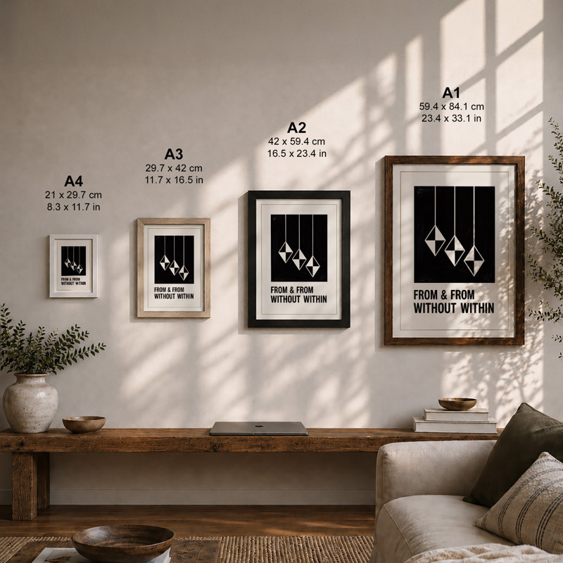 Suspended Diamonds Minimalist - Framed Print, A2 - 59.4 x 42.0 cm, White