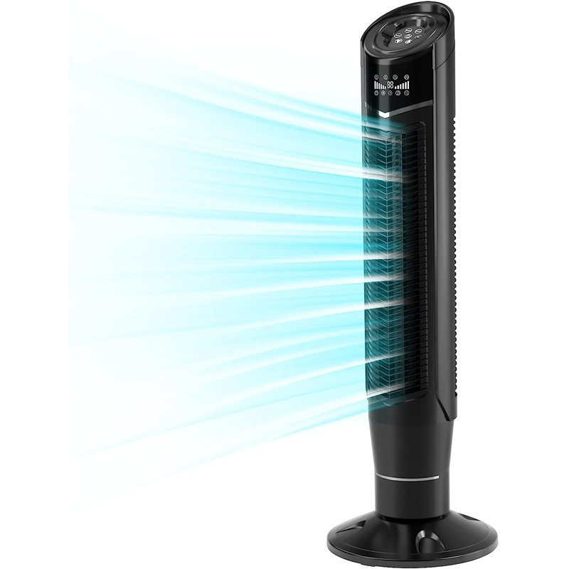 39.37''HX12.6''WX12.6''D Portable Oscillating Tower Fan with Remote, 8 Speeds, 3 Modes, 24H Timer, Black