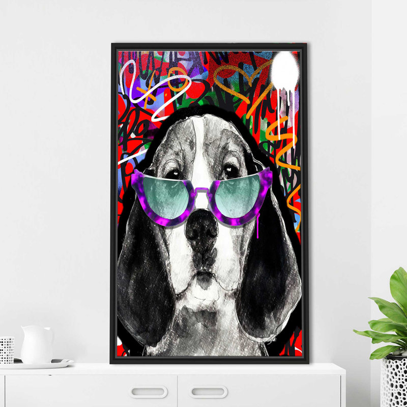 Beagle Nerd (Vertical) by By Jodi - Graphic Art, Black Floater Frame, 33.5" H x 21.5" W x 2" D