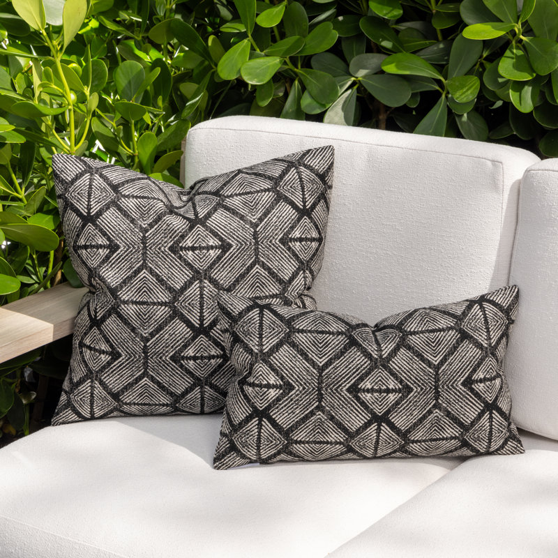 Bakuba Outdoor Square Sunbrella® Pillow Cover & Insert, Ebony, 20"H x 20"W