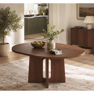 Solid Wood Round Dining Table, Extendable Kitchen Table with 16inch Removable Leaf for Dining Room, Living Room