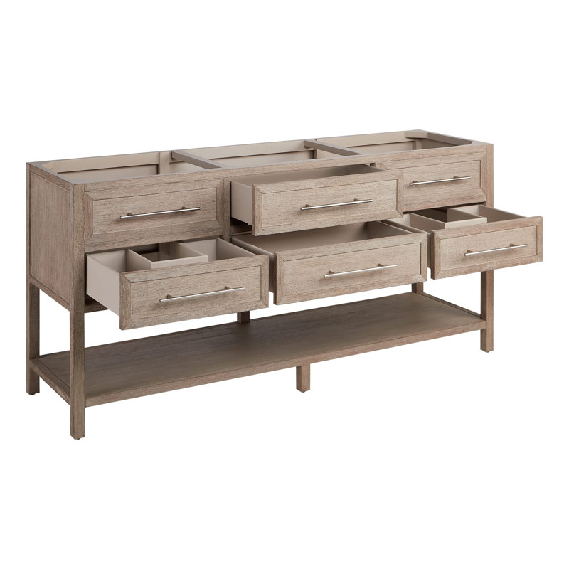 72" Robertson Double Bathroom Vanity - Cabinet Only, Brushed White