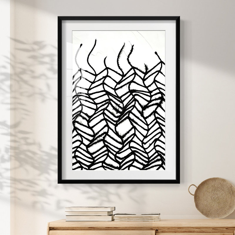 Effervescence linéaire imprimée II - impression encadrée, Noir, H 28,5 po x l 20,5 po