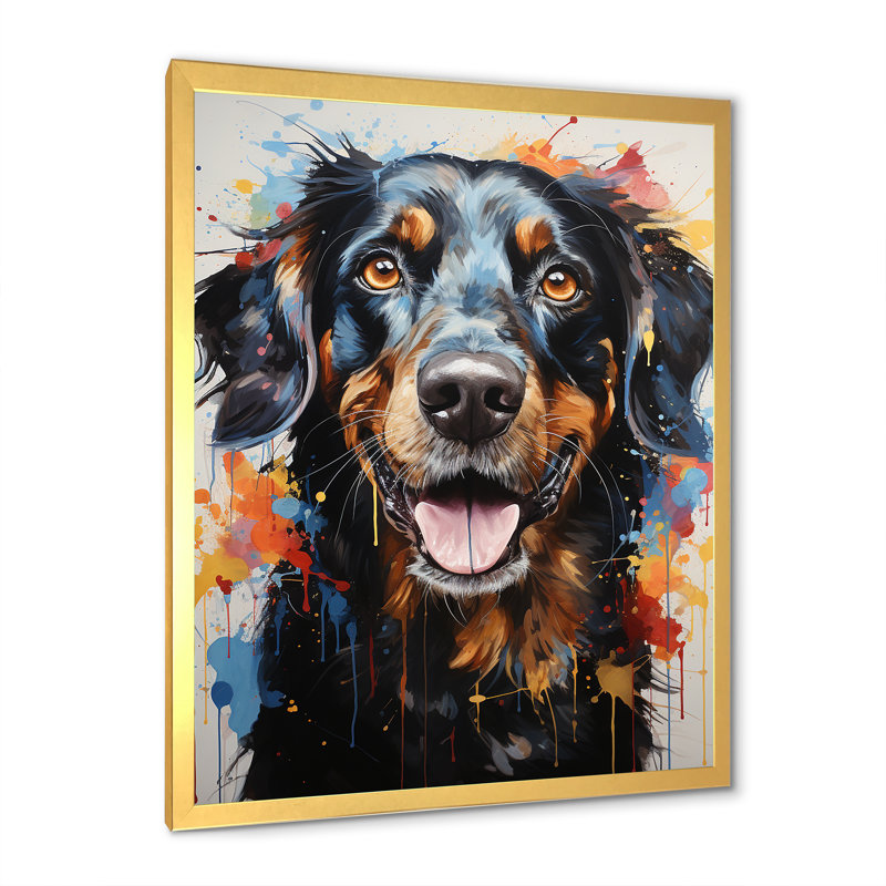 Dachshund Delight IV sur toile, H 32 po x l 16 po x P 1 po, Cadre doré simple