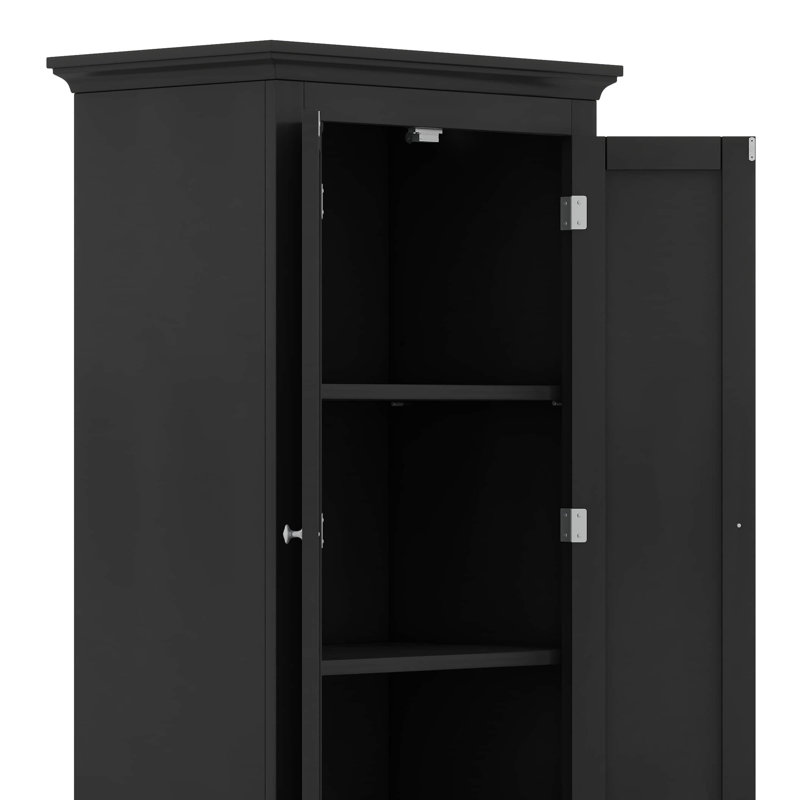 Armoire de rangement haute avec deux tiroirs, Noir