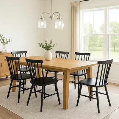Phaong 17" Wide Mid-Century Modern Windsor Back Wood Modern Dining Chairs