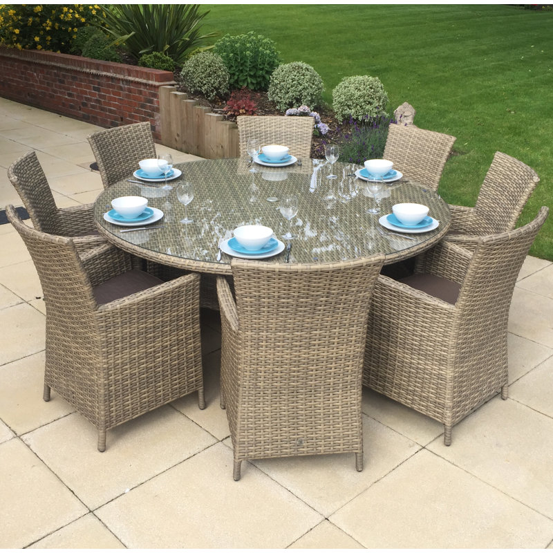 Dakota 8 - Person Round Patio Dining Set with Cushions included