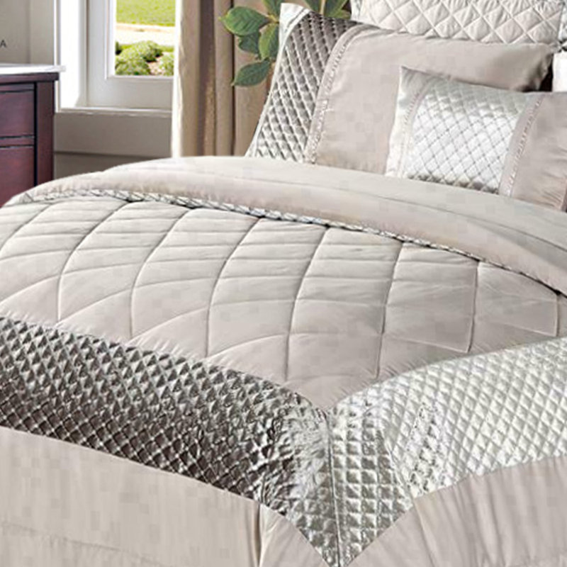 Gabel Geometric Shapes Bedspread with Pillowcases, 250 x 250 cm, Mink