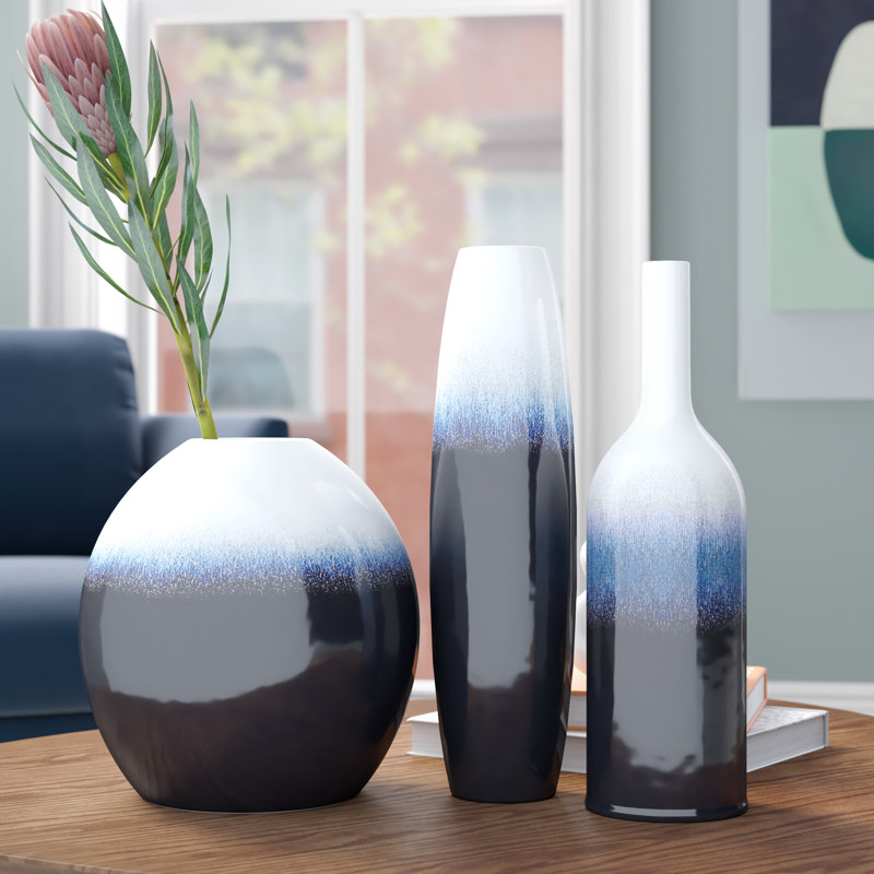 Samsel 3-Piece Ceramic Table Vase Set with Ombre Pattern