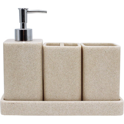 4-piece Beige Bathroom Accessories Set