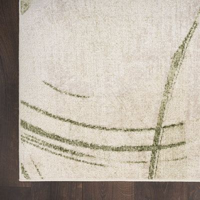 Astra Machine Washable Beige Green Modern Indoor Rug