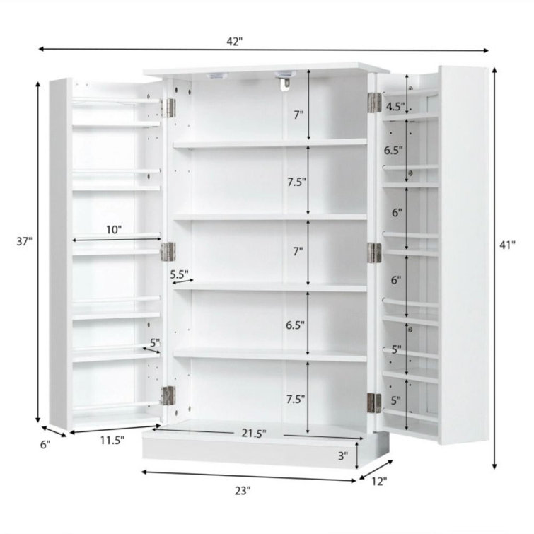 Homcom 41 Kitchen Pantry, 2-door Kitchen Cabinet With 5-tier