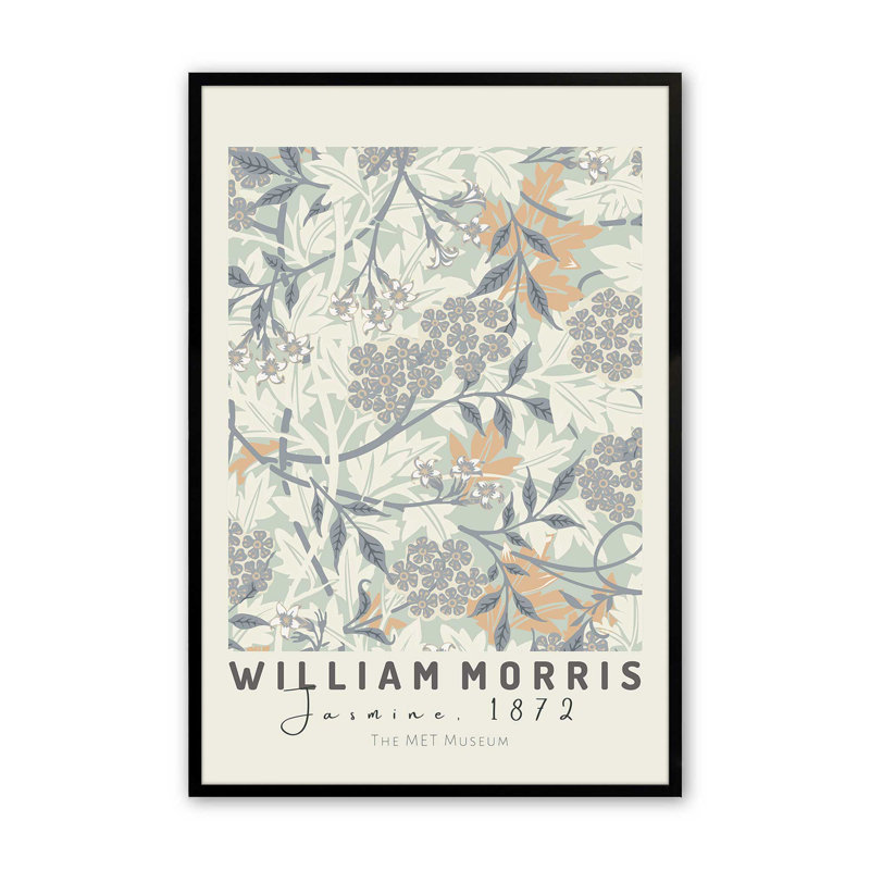 «Beige Jasmine» par William Morris, reproduction, Cadre photo noir simple, H 11 po x l 9 po