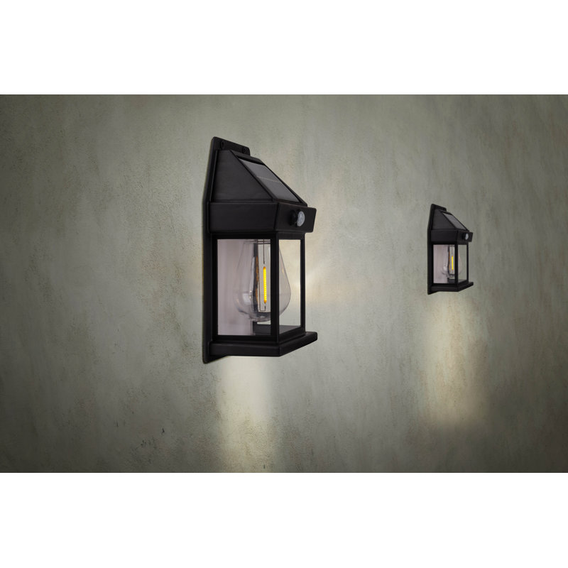 Reisy Matte Black 17cm H Solar Powered Integrated LED Outdoor Sconce with Dusk to Dawn
