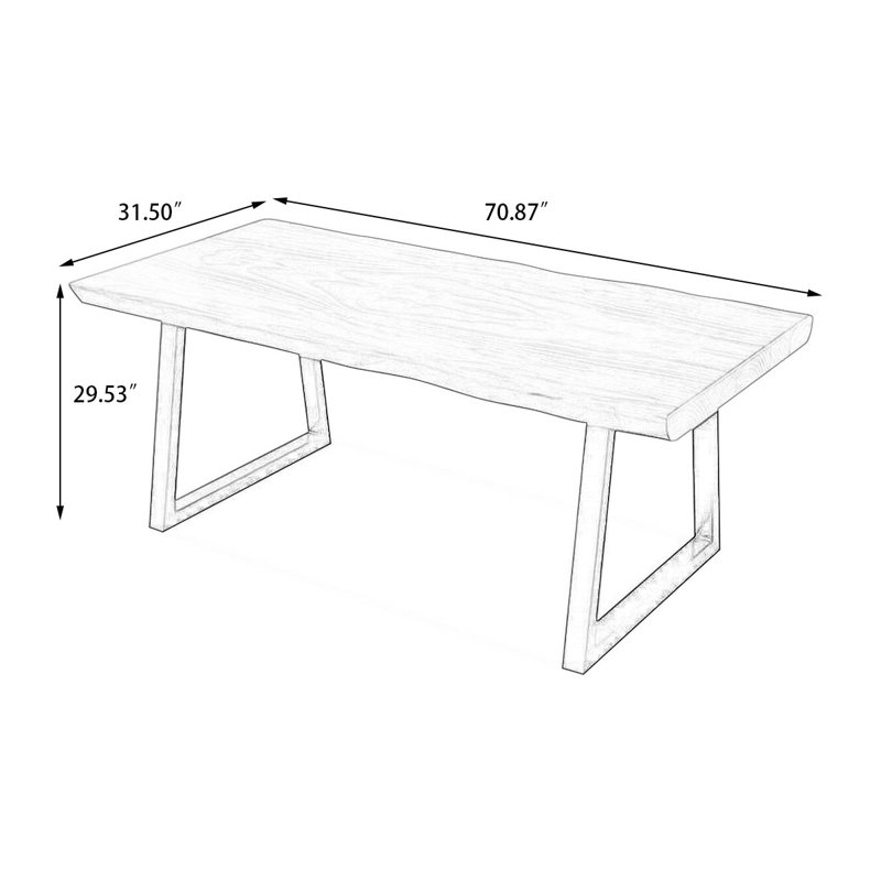 Bureau rectangulaire en bois massif noyer, H 29,53 po x l 70,87 po x P 31,5 po
