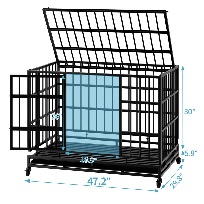 Cage pour chien robuste de 48 pouces avec roulettes, idéale pour les moyennes et grandes races, simple à monter, pliable - Cage indestructible