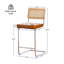 Tabourets de bar en rotin naturel avec dossier en bois massif, tabourets à hauteur de comptoir de style moderne Mid-Century de 24 pouces, tabouret Boho en similicuir brun pour comptoir de cuisine avec pieds en métal chromé-1991714476-2000225590