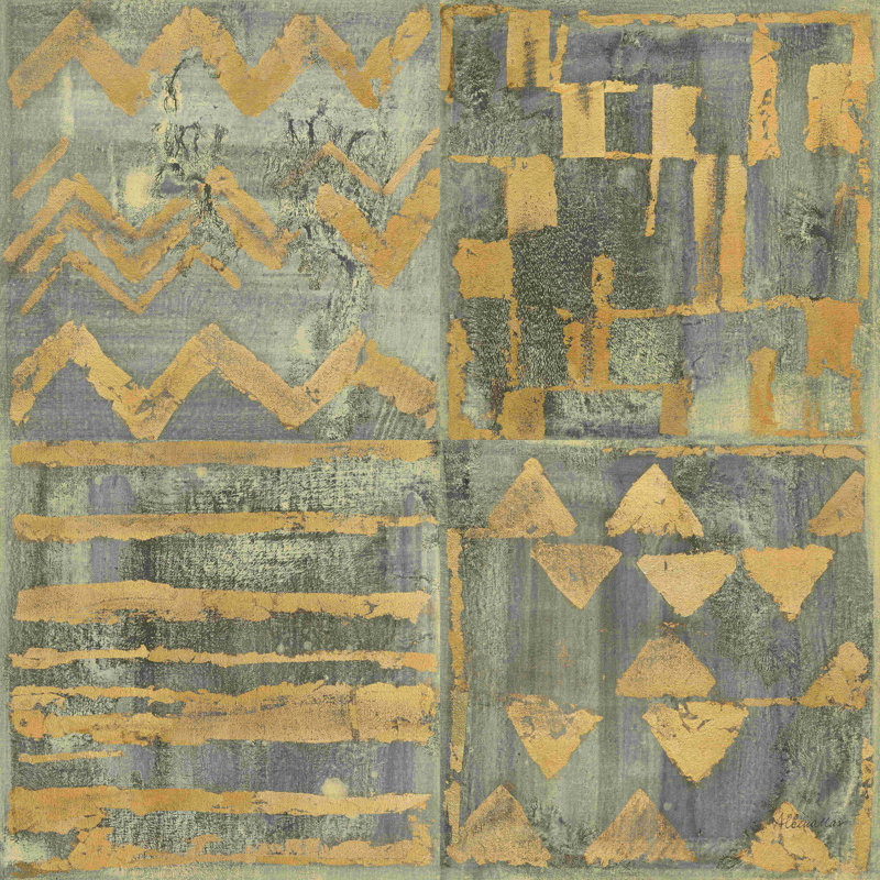 Tapisserie dorée VII jaune / gris, H 30 po x l 30 po