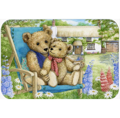 Caroline's Treasures Springtime Teddy Bears in Flowers Glass Cutting Board