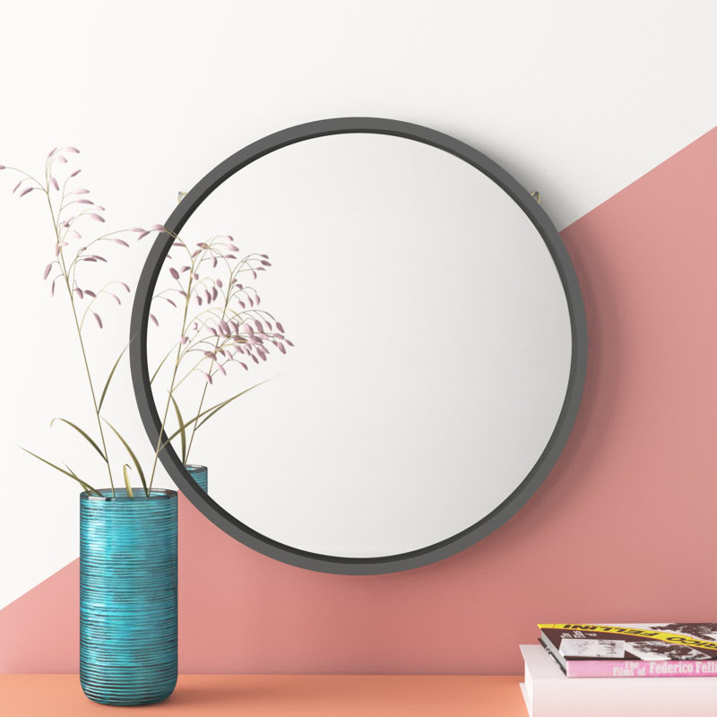Miroir mural Arranjeet, 25,6 po x 25,6 po, gris