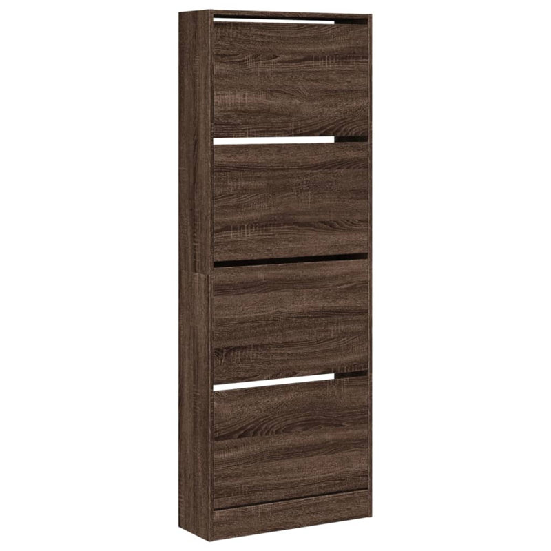 8 Pair Shoe Storage Cabinet, Brown Oak